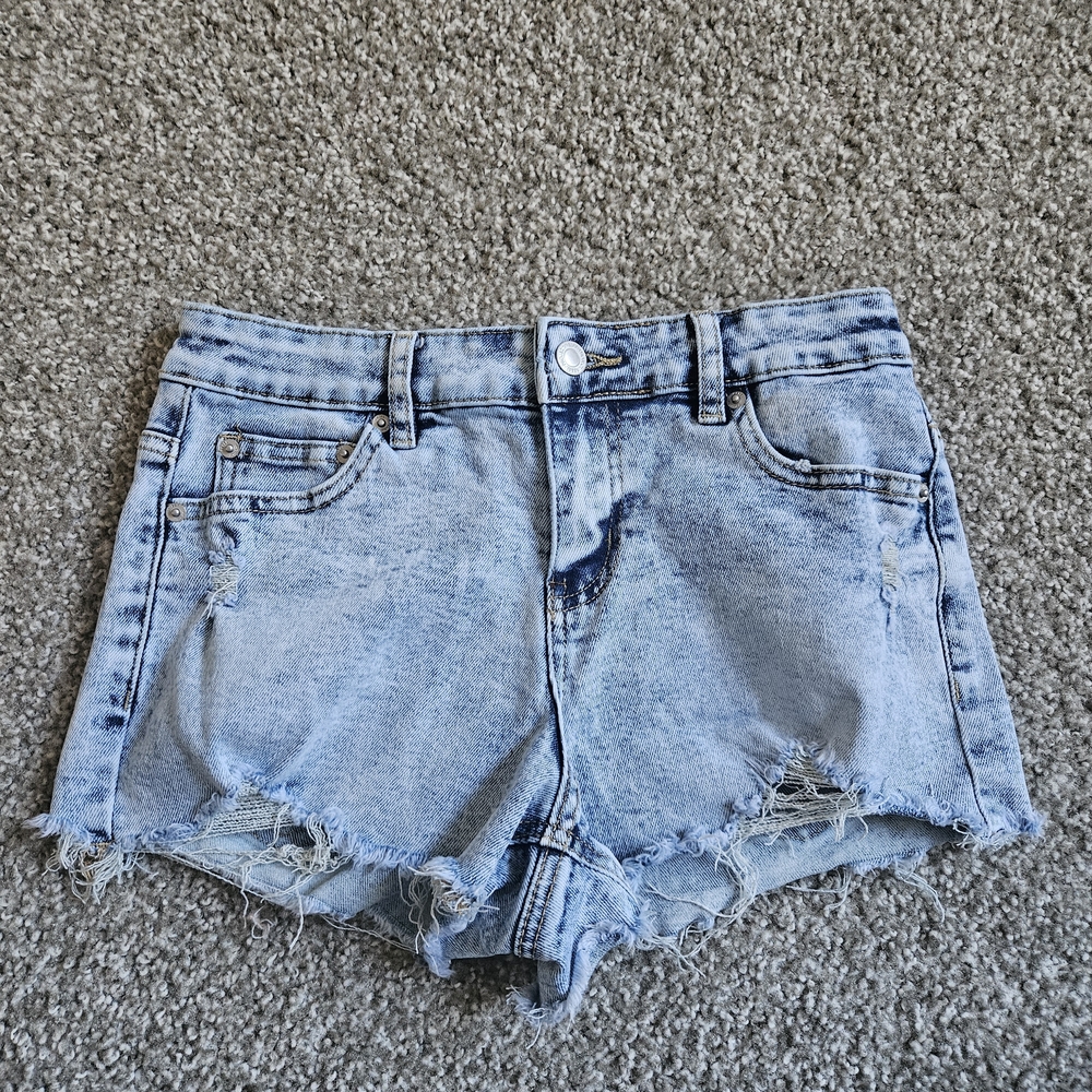 Juniors Light Blue Jean Short Shorts